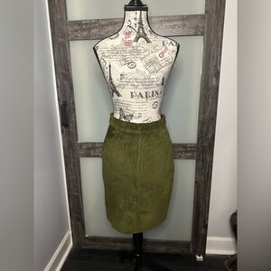 Olive Green Vintage Suede Skirt